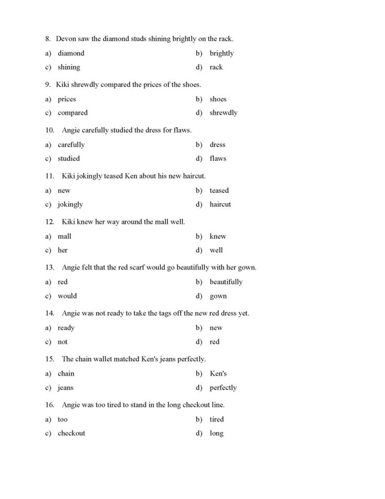 Identifying Adverbs Test Reading Level 1 Preview —