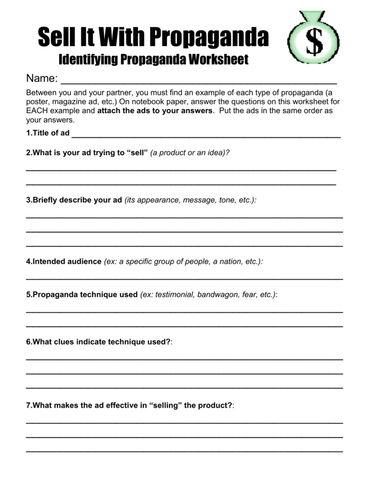Identifying Propaganda Worksheet —