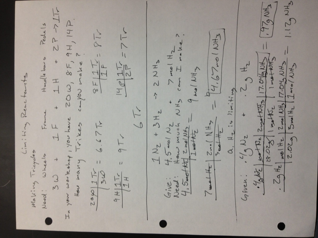 Limiting Reactants Chem Worksheet 12 3 —