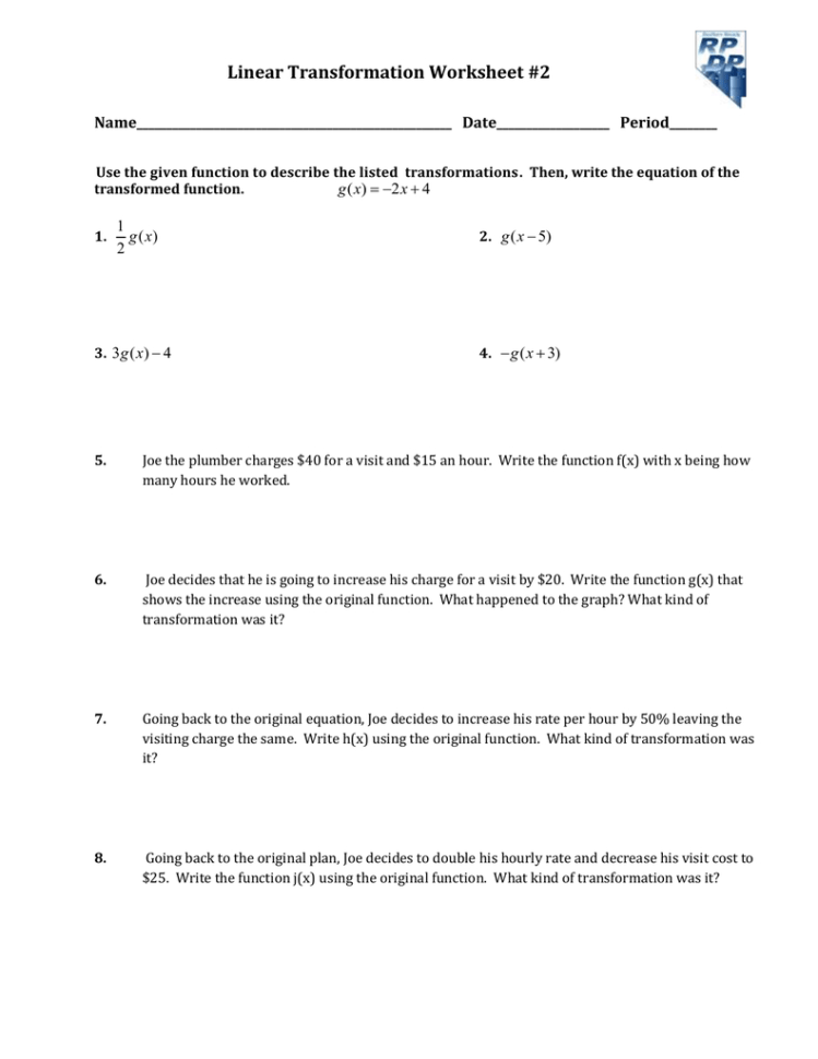 Linear Transformation Worksheet 2 — db-excel.com