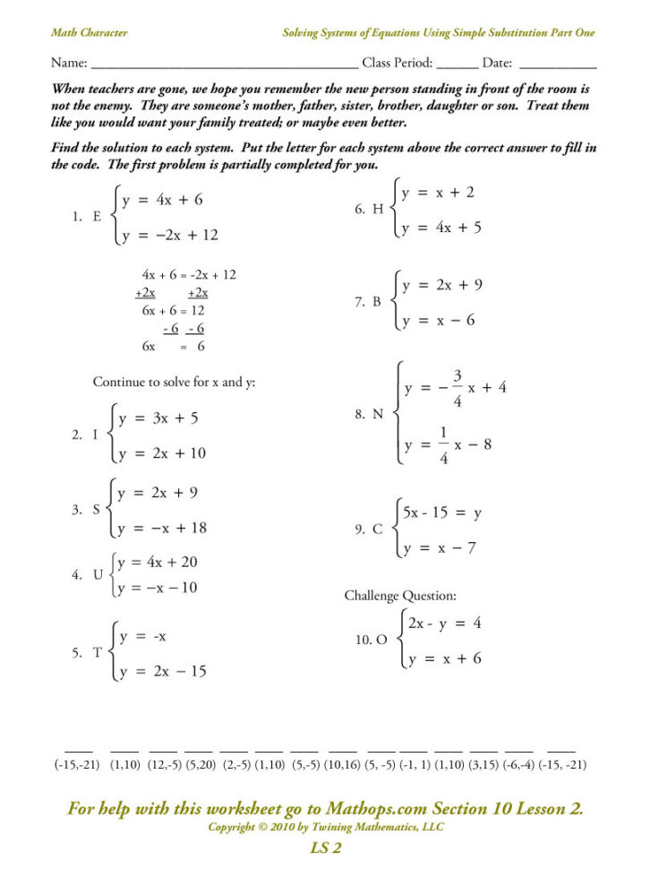 Systems Of Linear Equations Worksheet – Ame.my.id