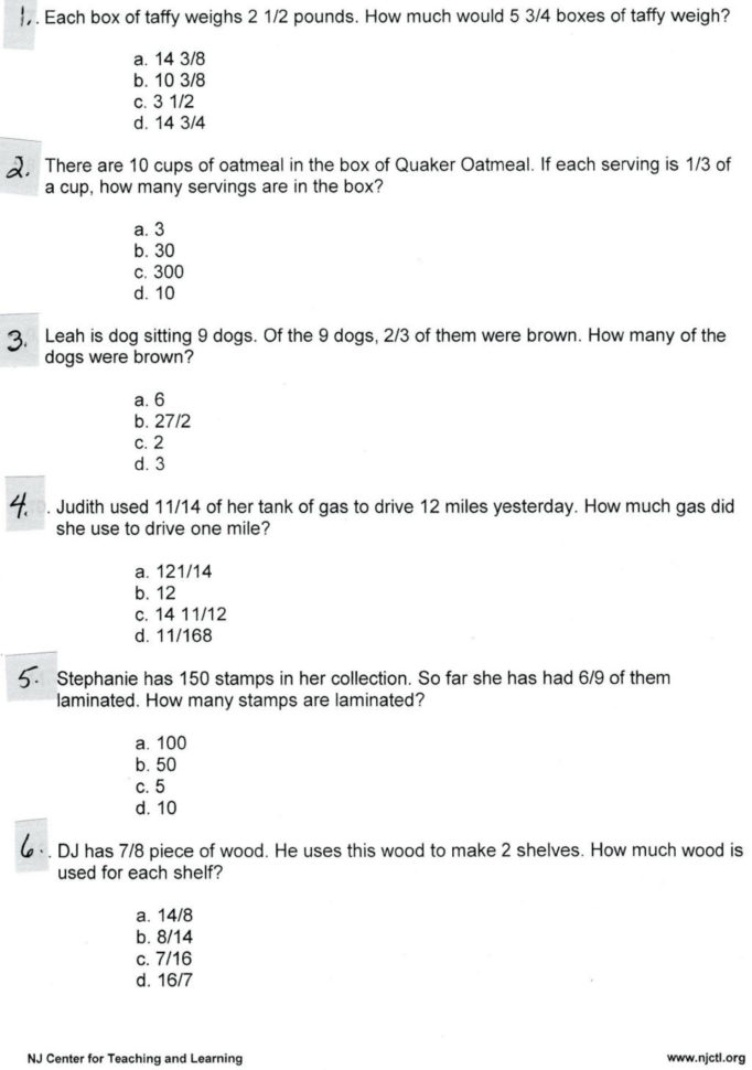 Math Worksheets Word Top Problems 6Th Grade Fraction 5Th Pdf —