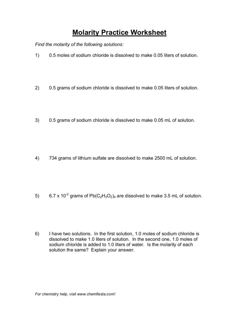 Molarity Practice Teaching Resources Teachers Pay Teachers