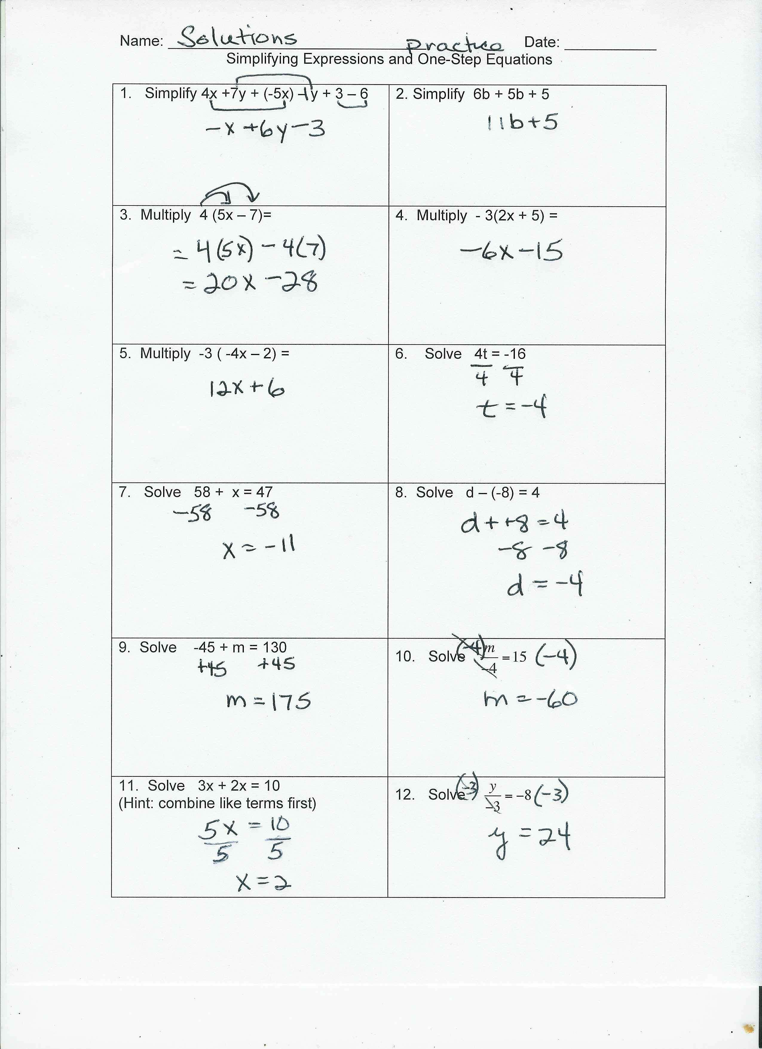 Multi Step Equations Puzzle Worksheet
