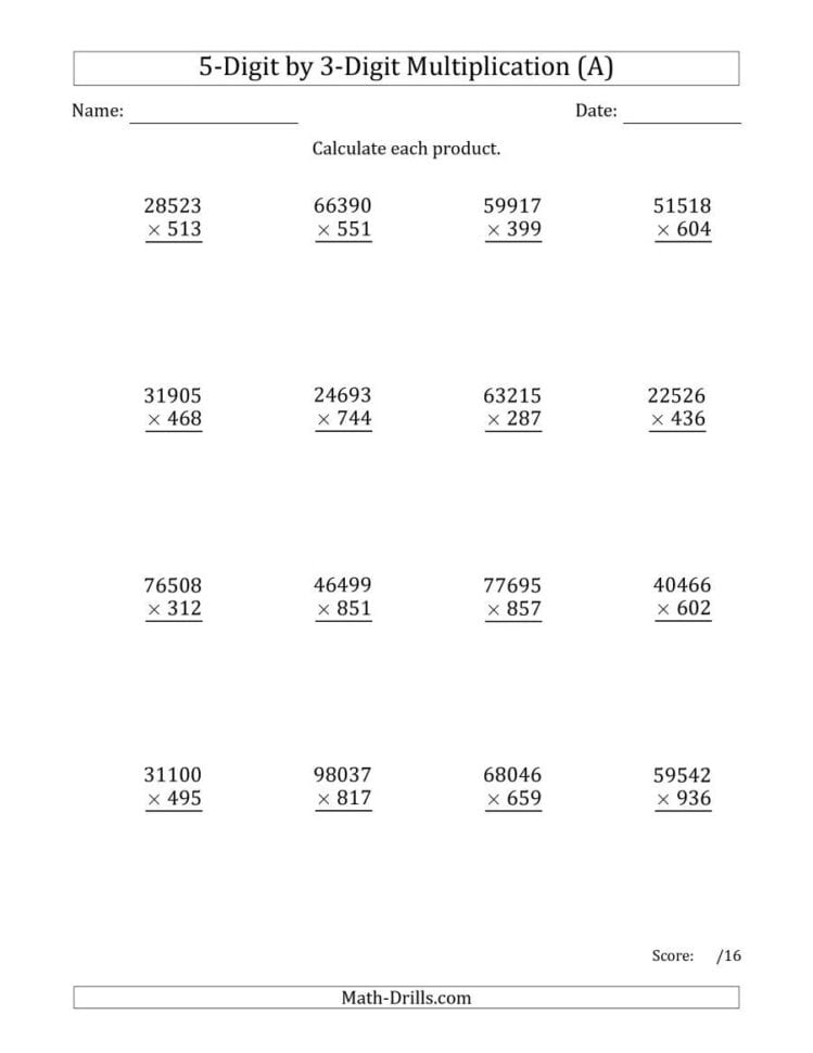 Multiplying 3 Factors Worksheets —