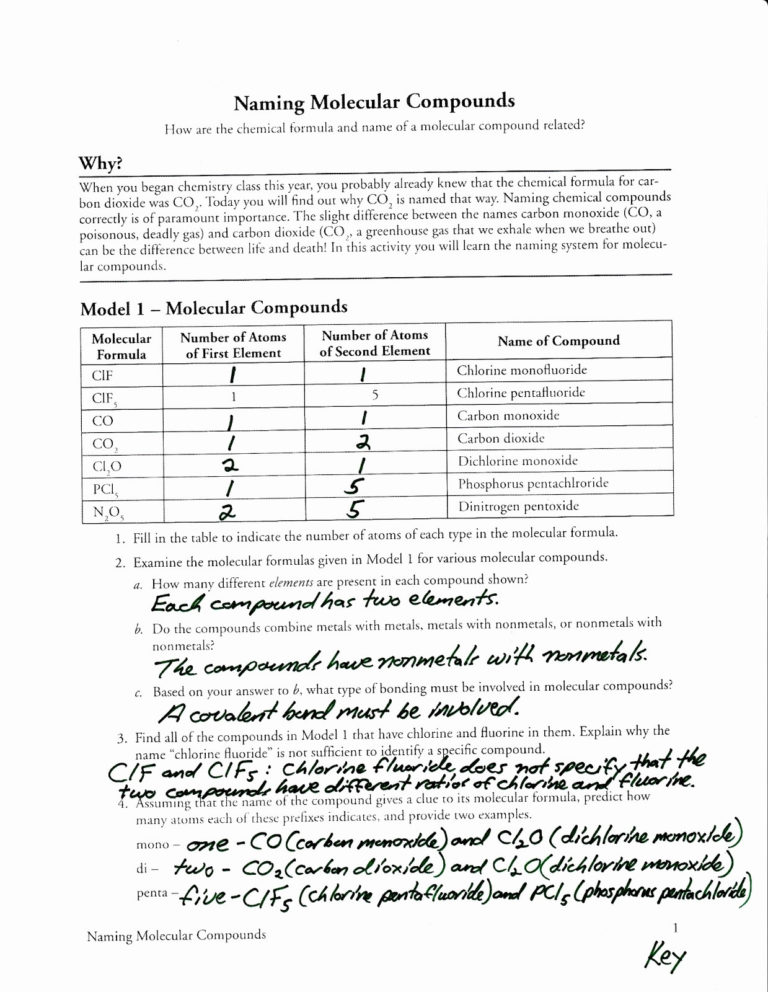Naming Molecular Compounds Pogil Answers Netvs —