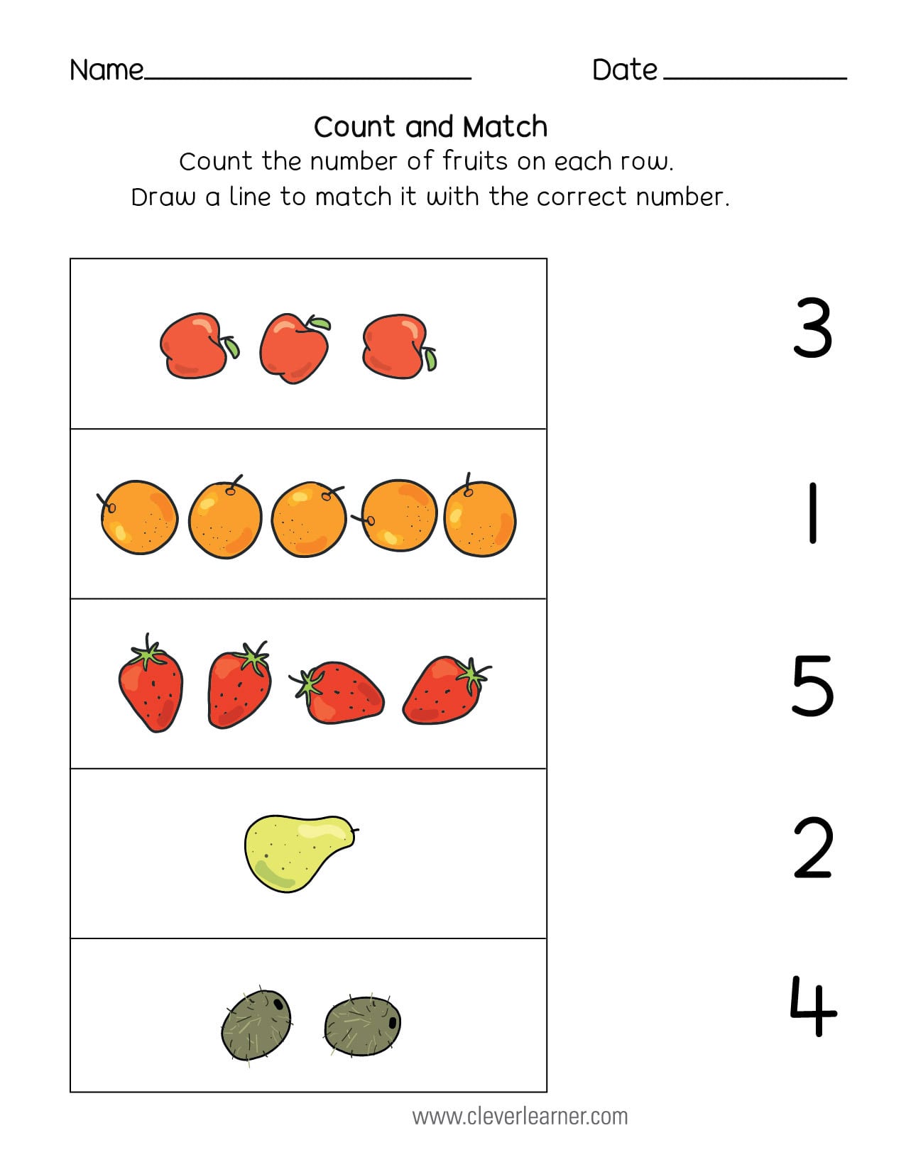 Matching Numbers Worksheets B2D