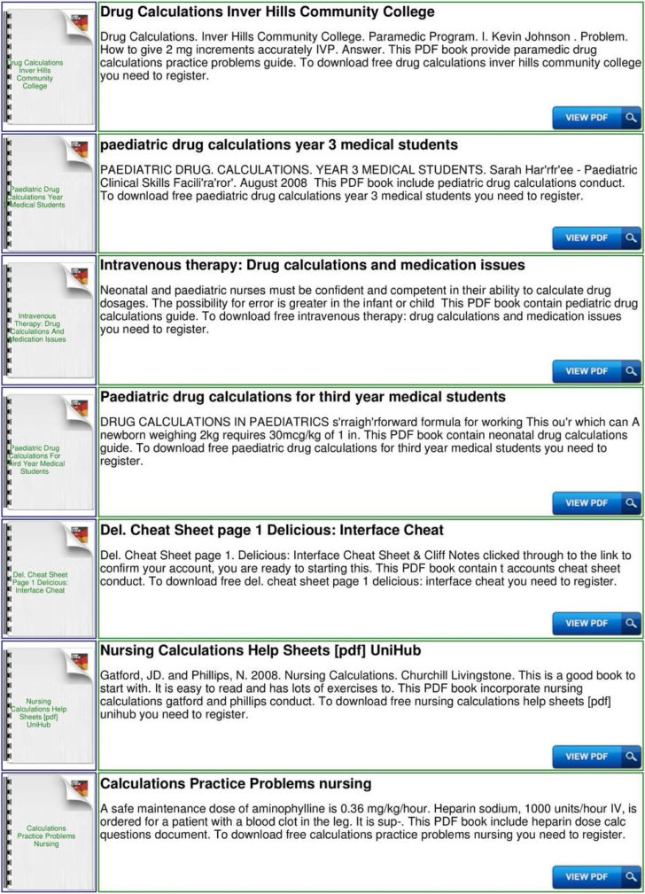 Nursing Drug Calculations Cheat Sheet Pdf —