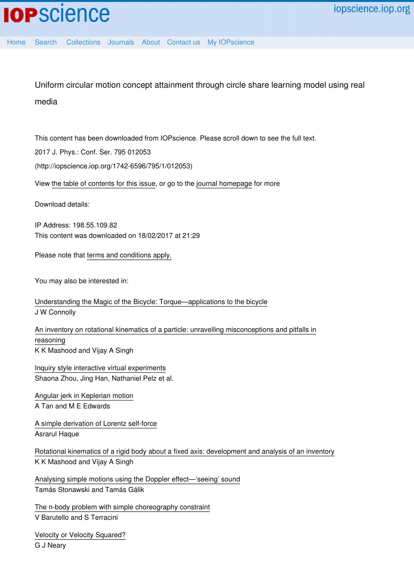 Pdf Uniform Circular Motion Concept Attainment Through