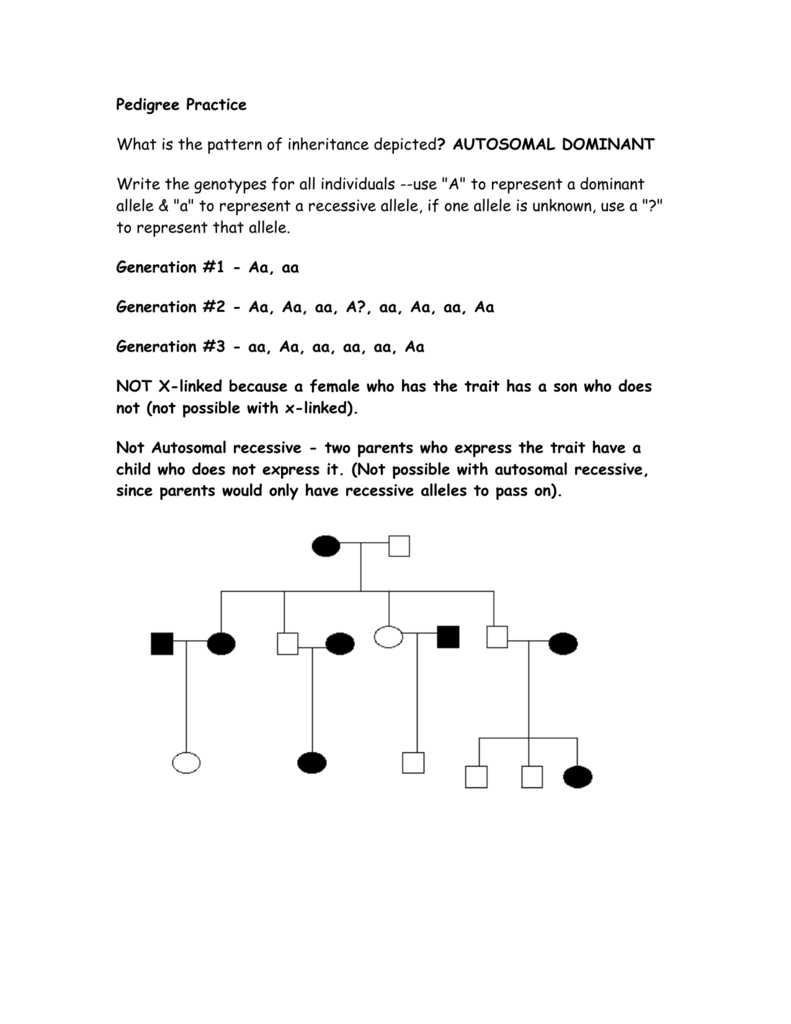 pedigree worksheet answers key