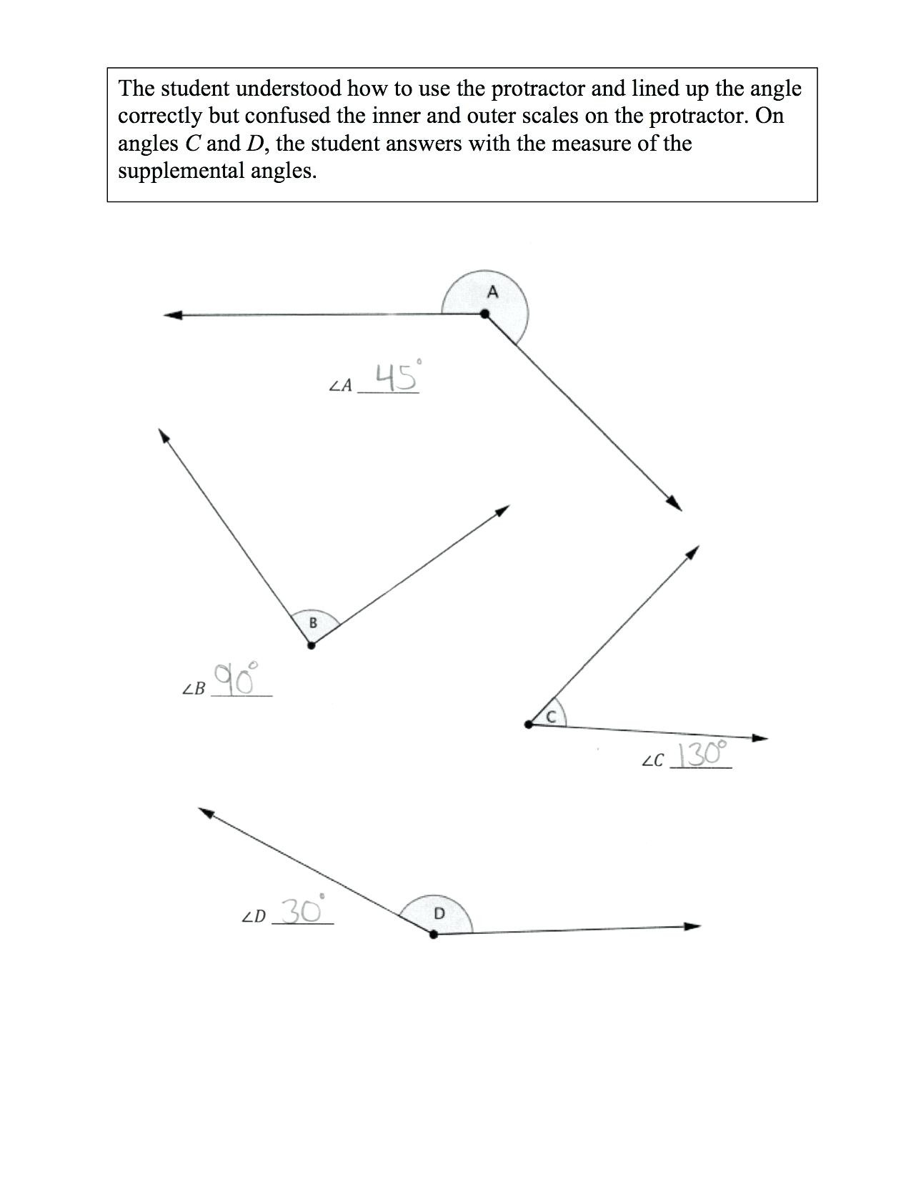 Measuring Angles Worksheet Answer Key