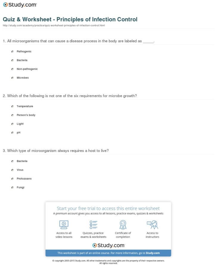 Quiz Worksheet Principles Of Infection Control Study —