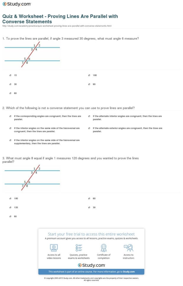 3 3 Proving Lines Parallel Worksheet Answers —
