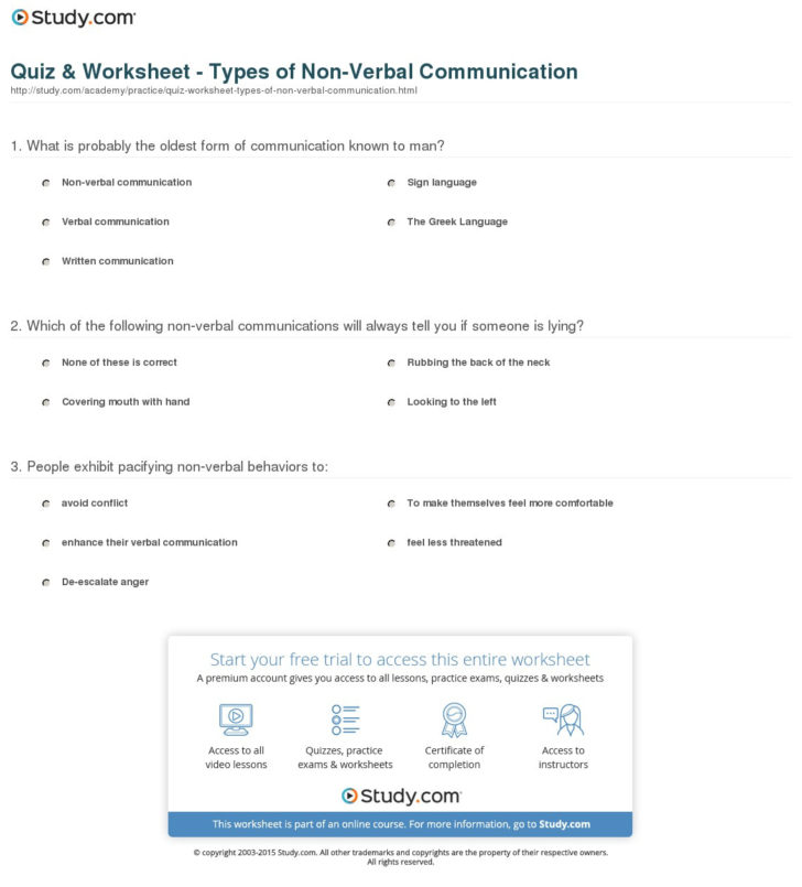 non verbal communication worksheets