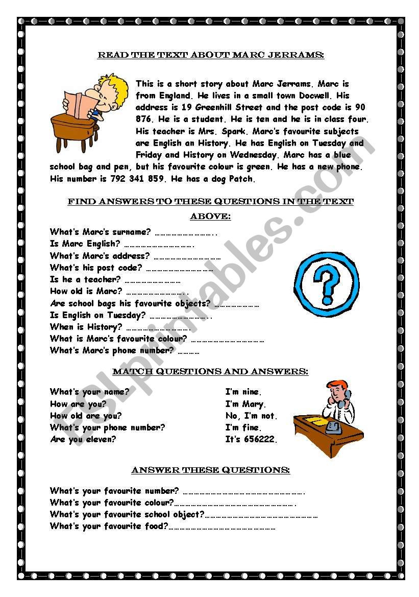Reading Comprehension Whquestions Esl Worksheetmarywell —