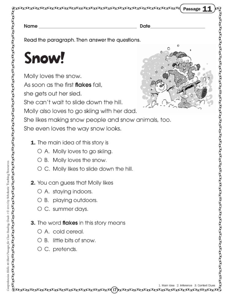 Reading Comprehension Worksheets 5Th Grade Multiple Choice For Free