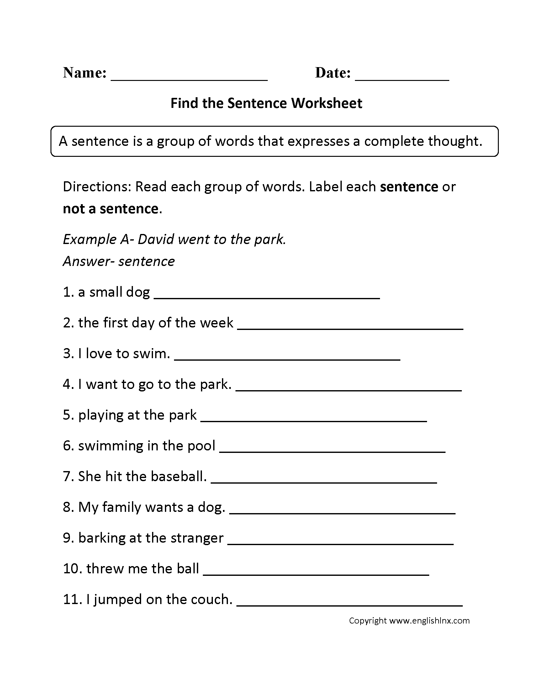 Sentence Building Worksheets For Kindergarten — db-excel.com