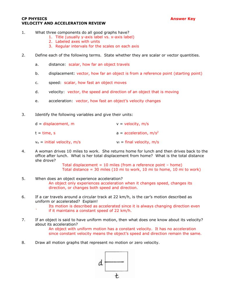 Speed Velocity And Acceleration Calculations Worksheet Answers Key —