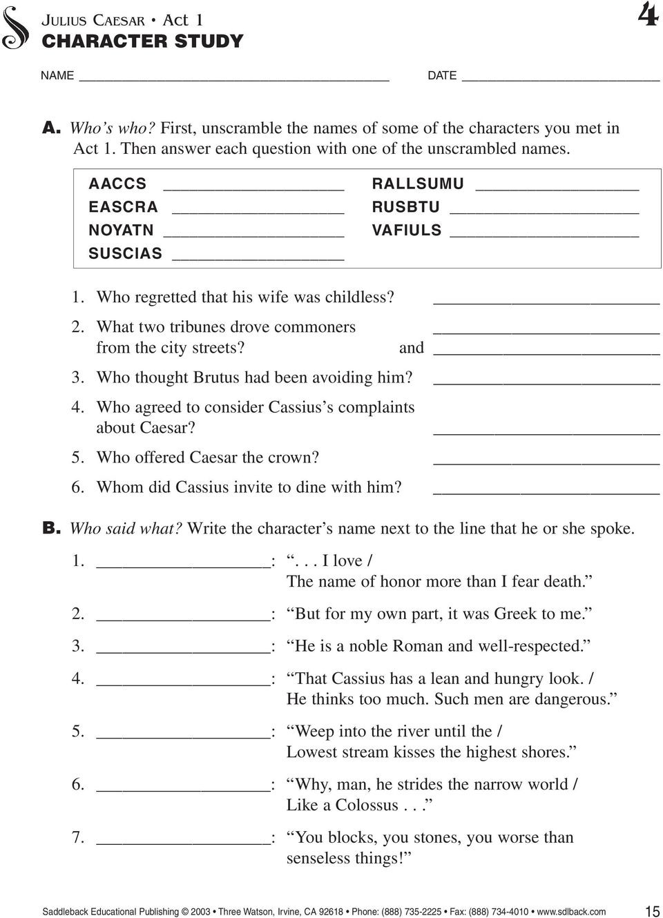 Julius Caesar by William Shakespeare Plot Summary