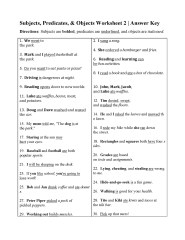 Simple Subject And Simple Predicate Worksheets