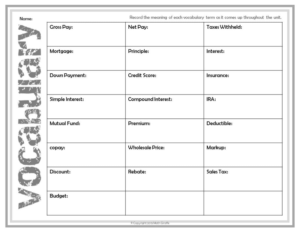 Money Management Worksheets For Students — db-excel.com