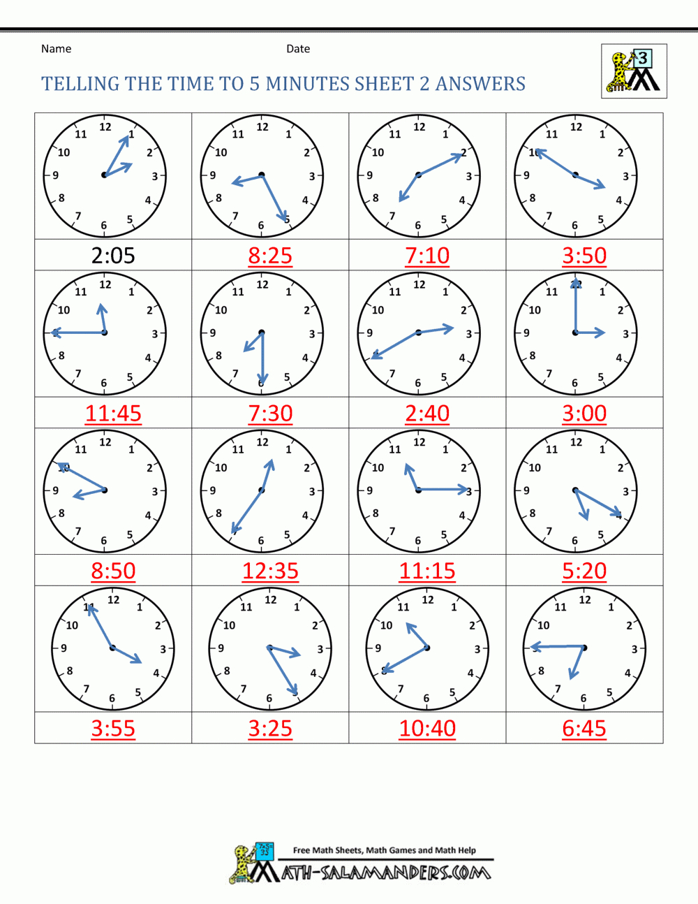 Telling Time Worksheets Pdf —