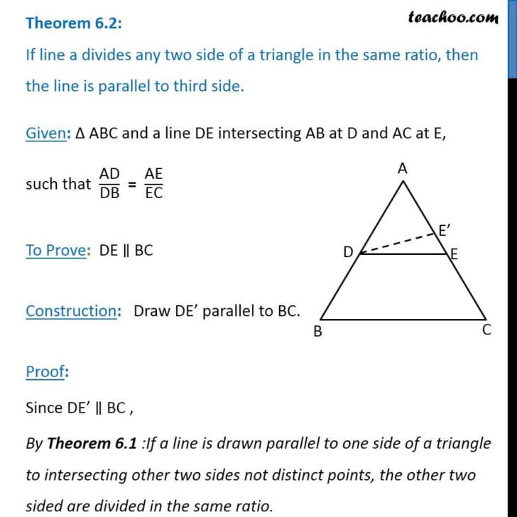 Theorem 62 Converse Of Basic Proportionality Theorem —