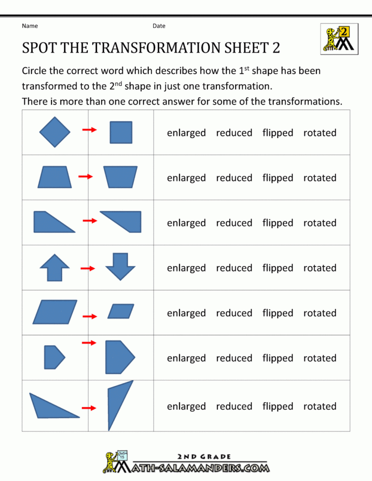 Geometry Transformations Worksheet —