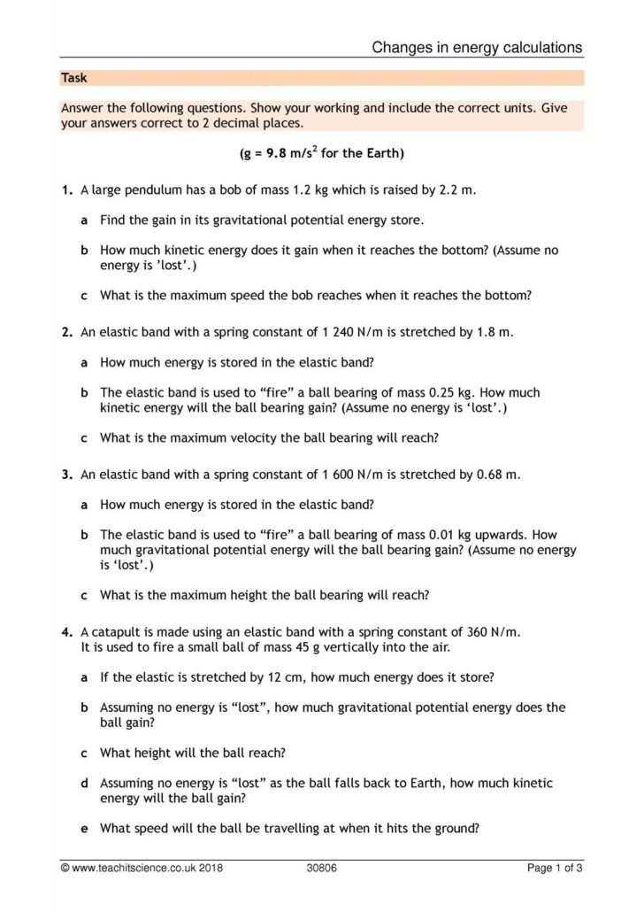 Unit 3 Worksheet 4 Quantitative Energy Problems Part 2 Answers —