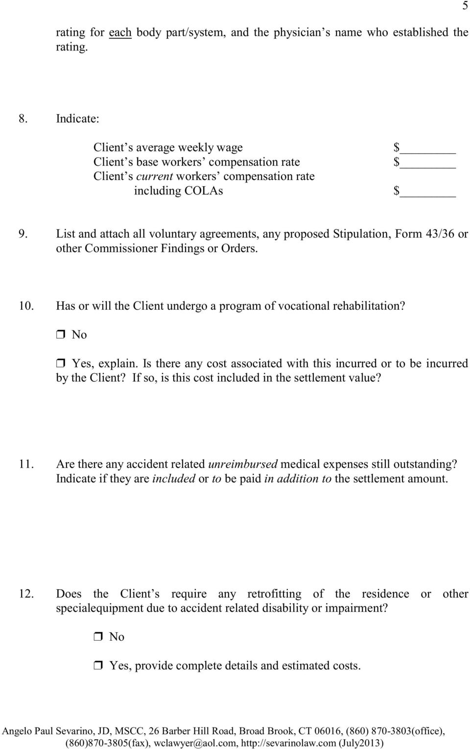 Workers Compensation Settlement Document Request Worksheet Pdf — db