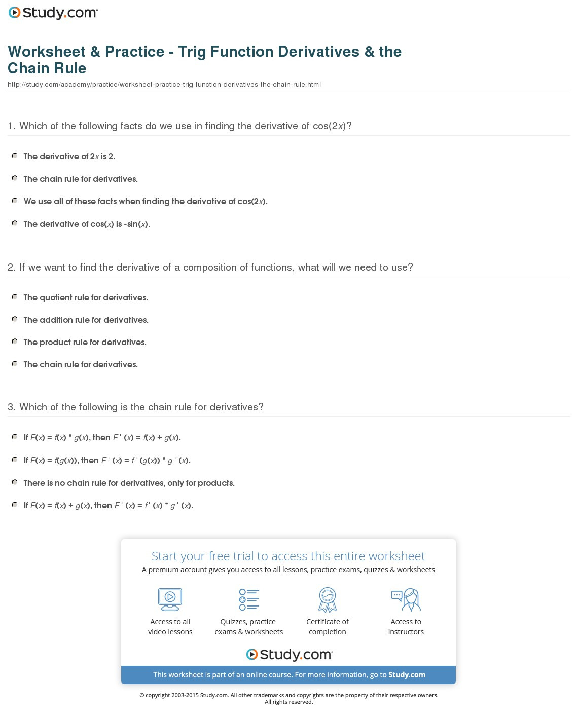 Product And Quotient Rule Worksheet With Answers —