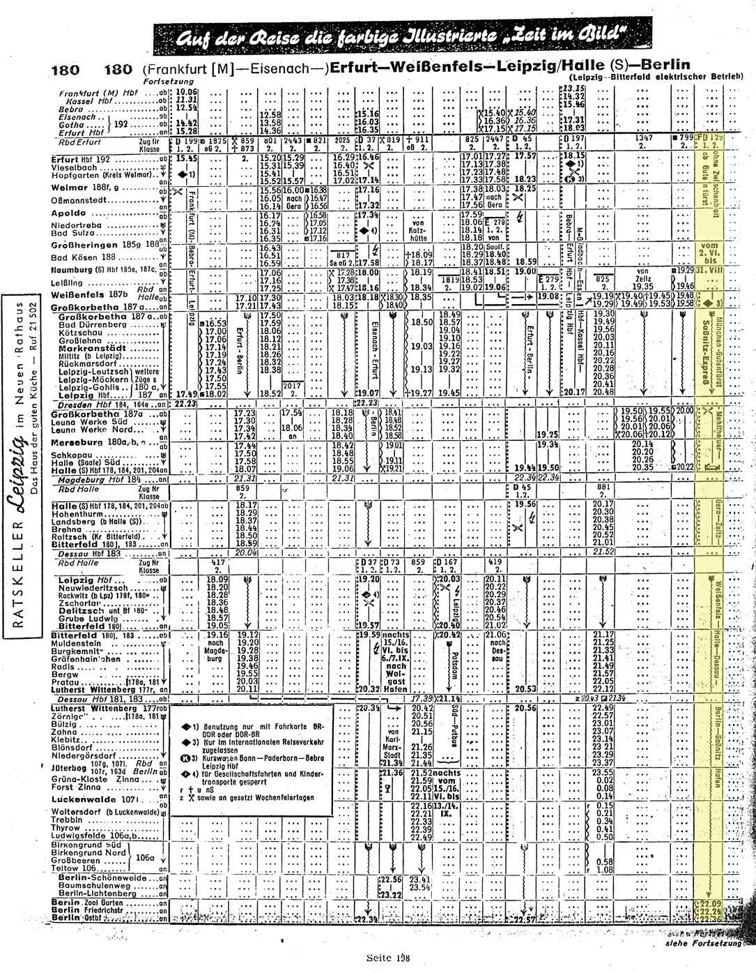 »F 129 / F 130 der Fahrplan der DR Das 1958Projekt