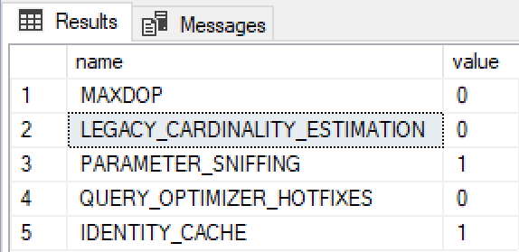 Database Scoped Configurations