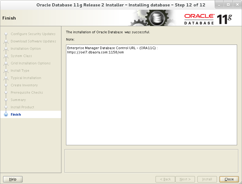 Install Oracle 11G Release 2 (11.2) on Oracle Linux 7