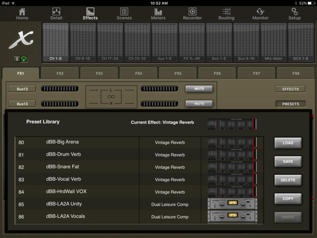 X32Mix App Tutorial Effects Tab Presets dBB Audio Training for the Behringer X32 & Midas M32