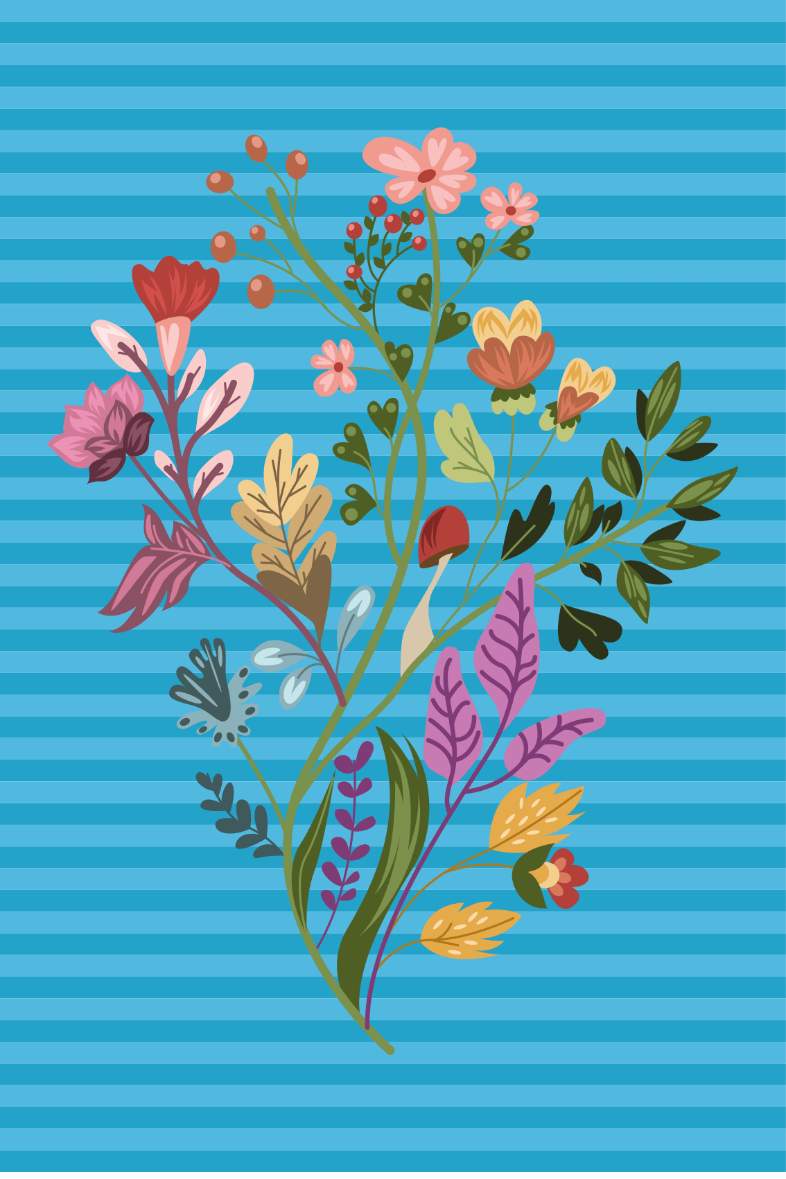 Kukkapaketti sinisellä kukkarullaverolla Tenstickers