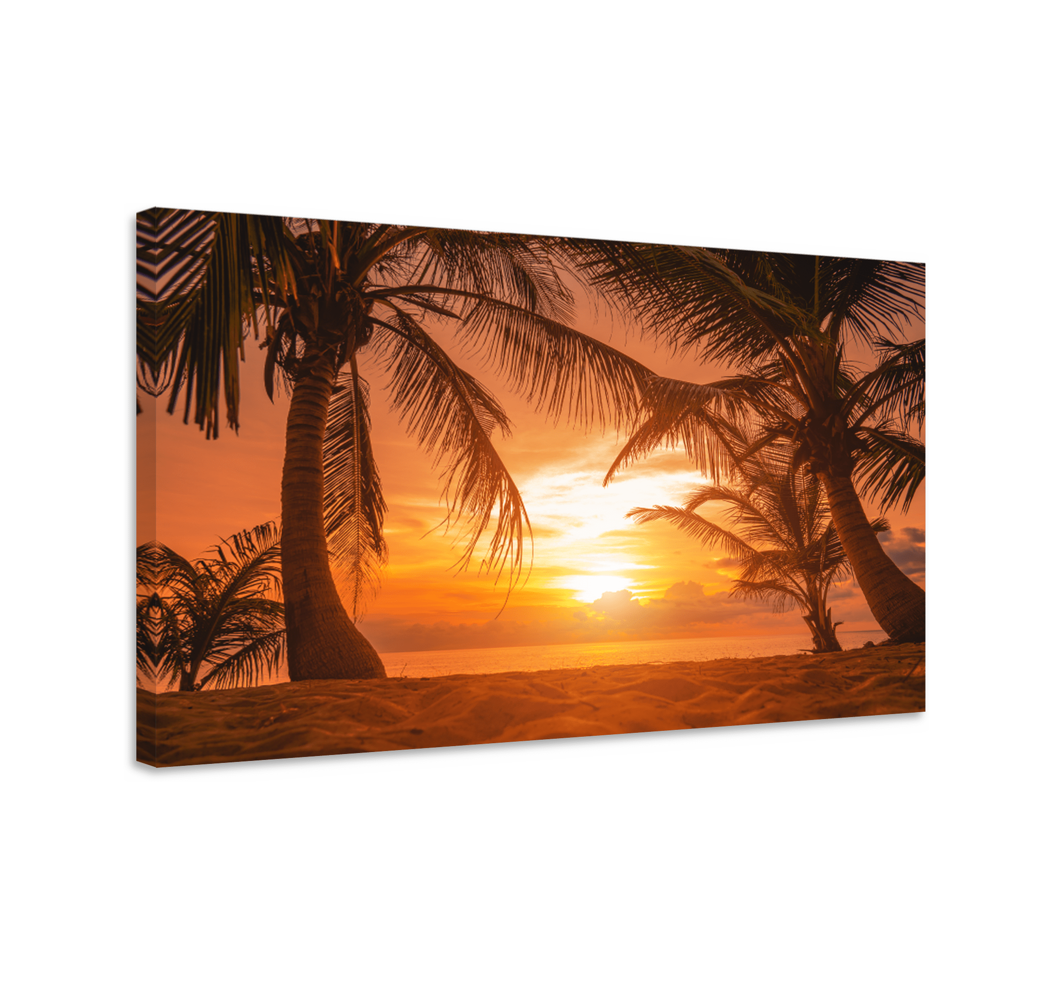 Sunset on beach headboard wall art canvas TenStickers