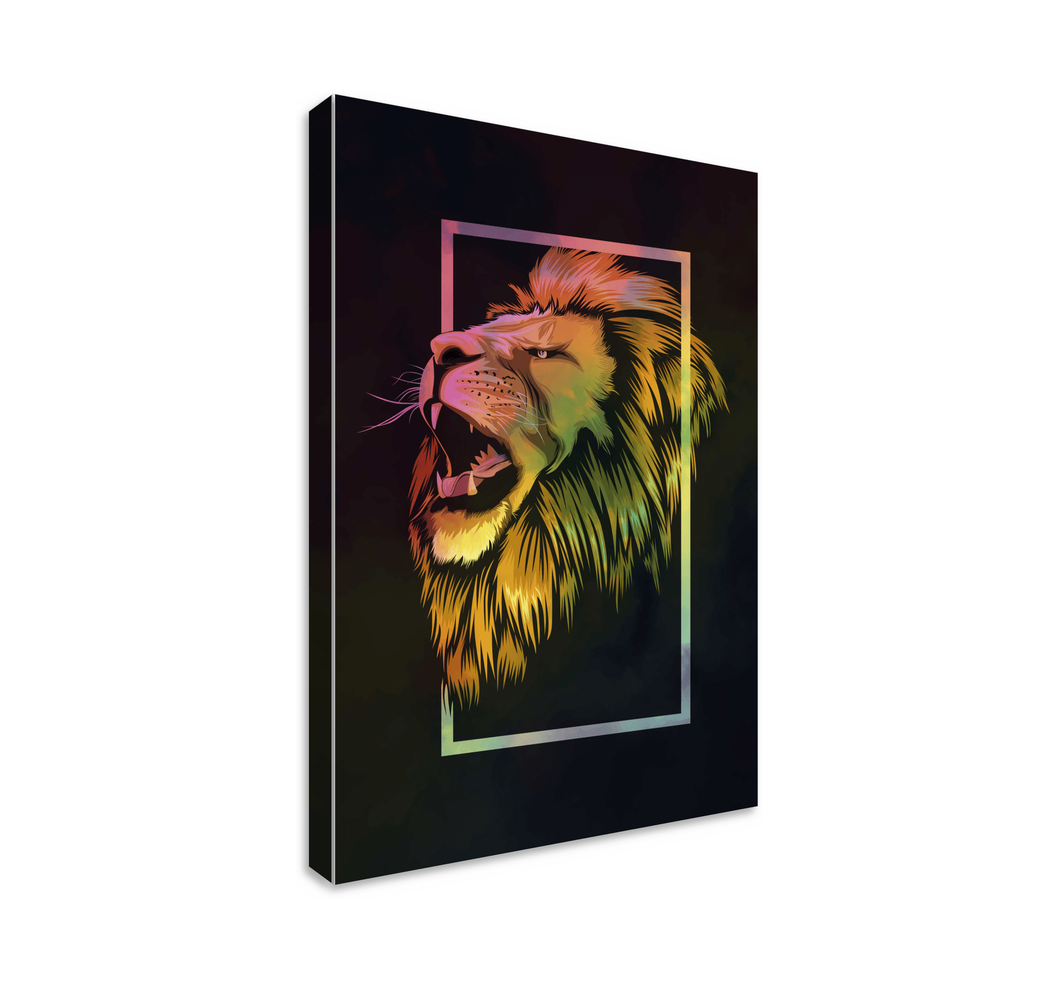 Painted colorful lion animal canvas TenStickers