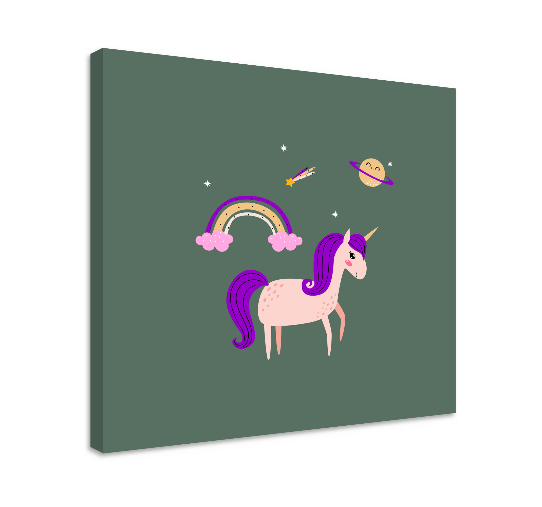 Girl unicorn space wall pictures for nursery TenStickers