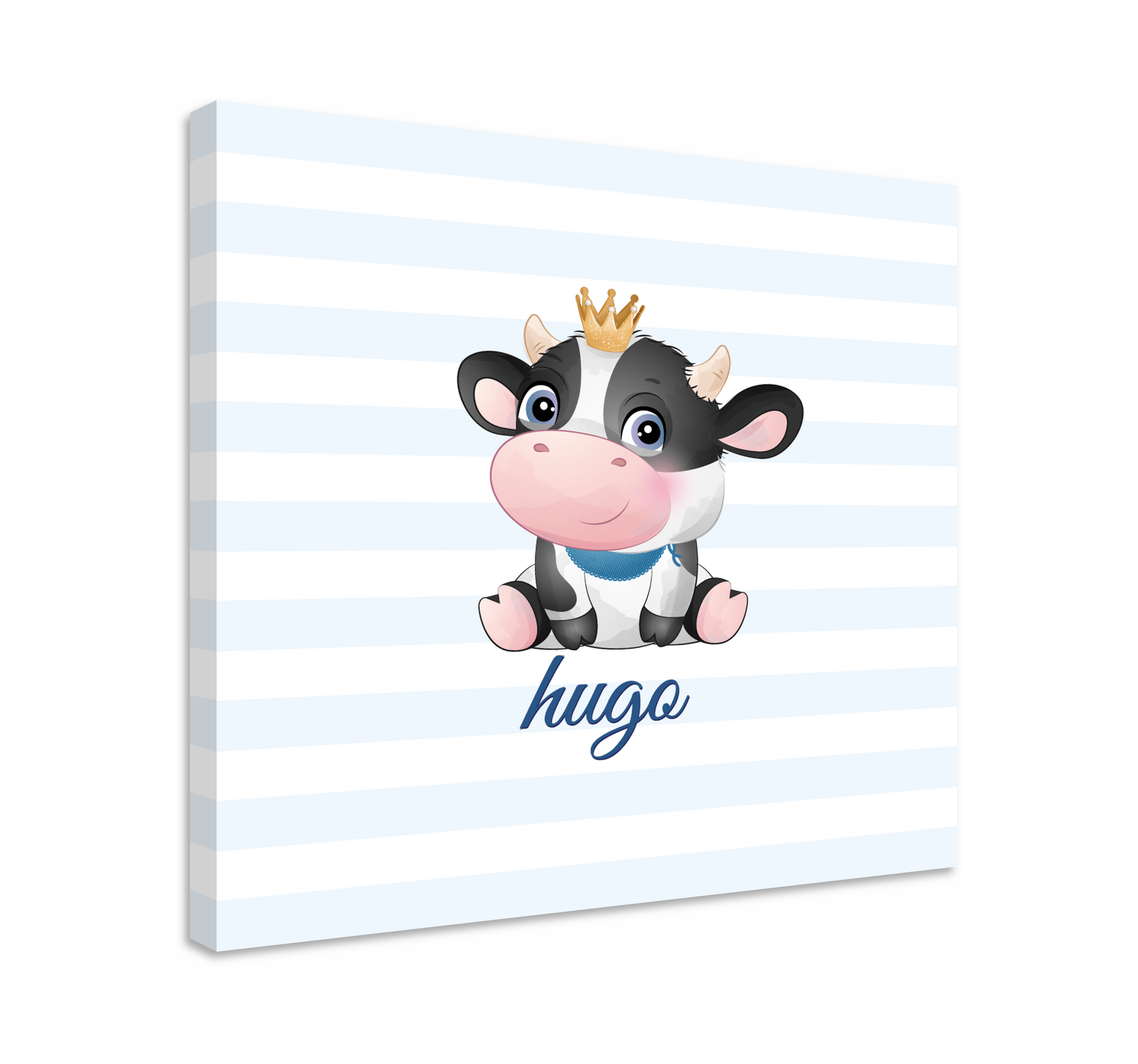 Cute cow for boy with name customisable canvas prints TenStickers