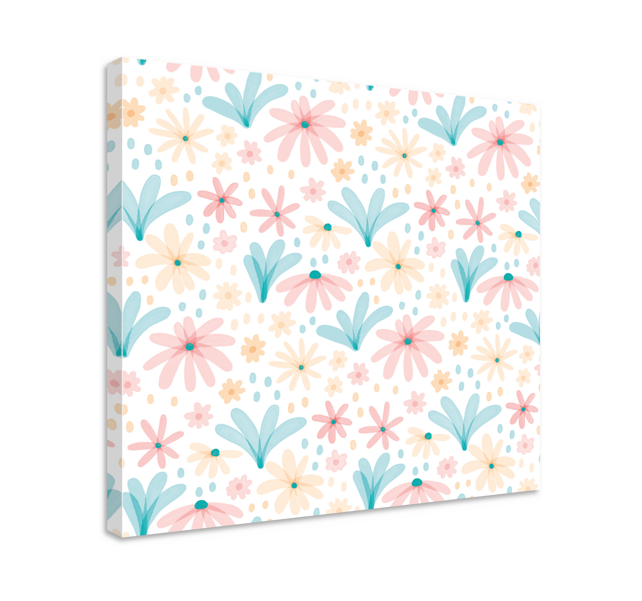 Pastel color flower pattern framed canvas TenStickers