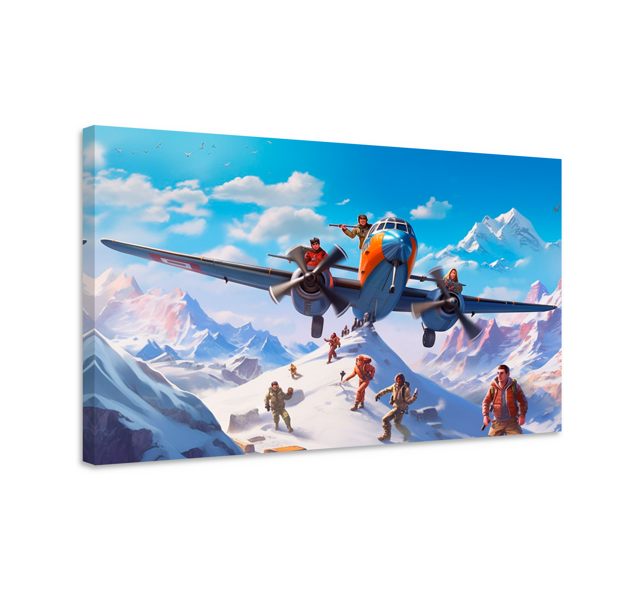 characters on an aeroplane video game canvas art TenStickers