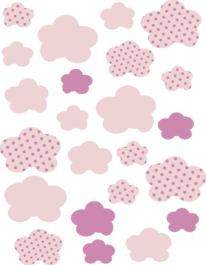 Pink clouds illustration wall art decal TenStickers