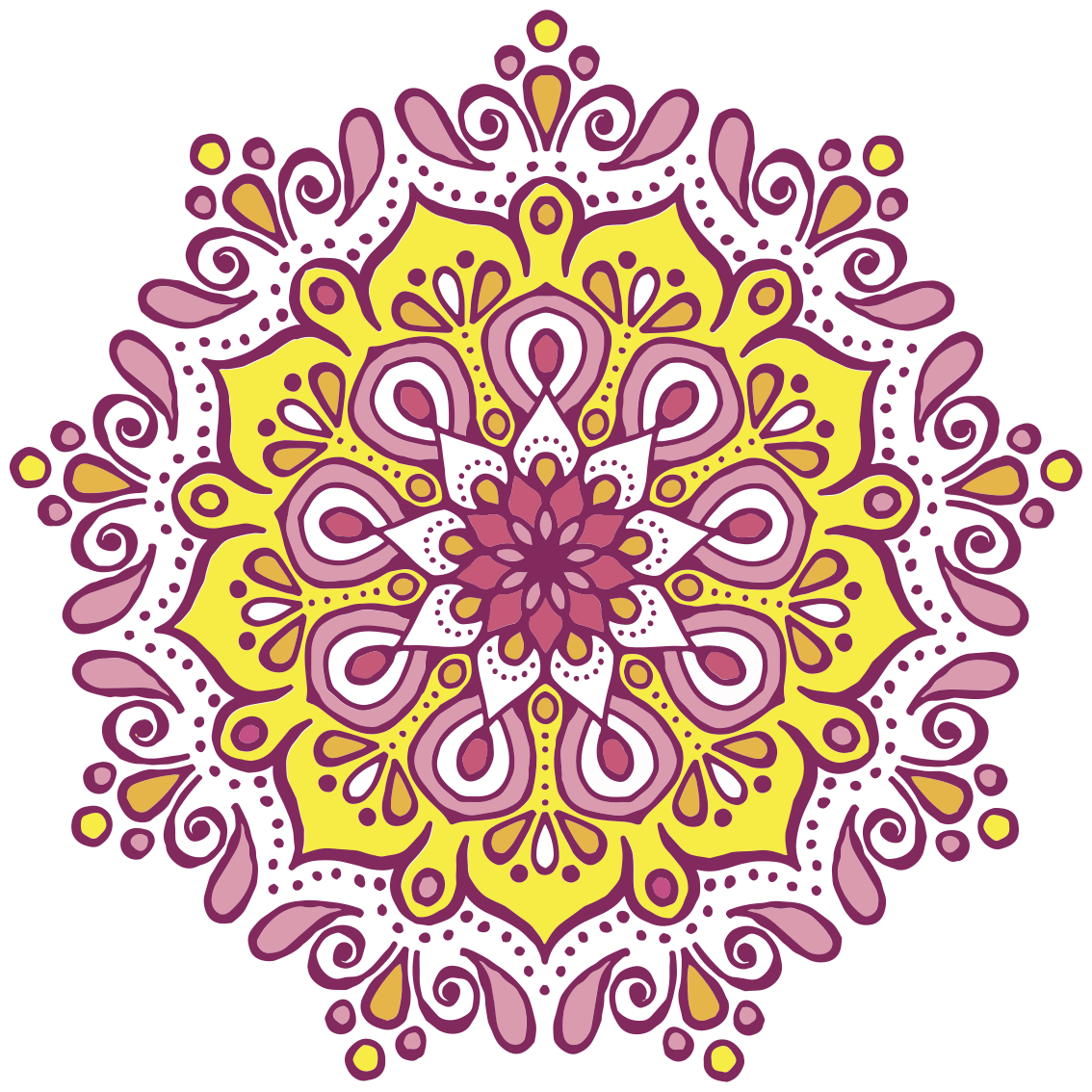 Mandala colorful pink and yellow floral wall decal TenStickers