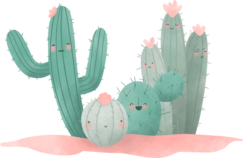 Cactus with pink flowers wall decor TenStickers