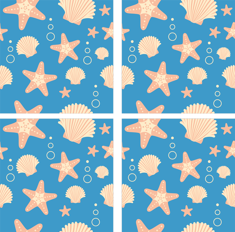 Fishstar and Shells Under Sea tile transfer TenStickers