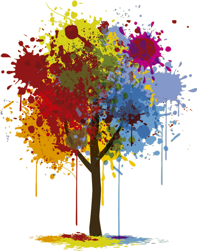 Paint splash tree art living room wall sticker TenStickers