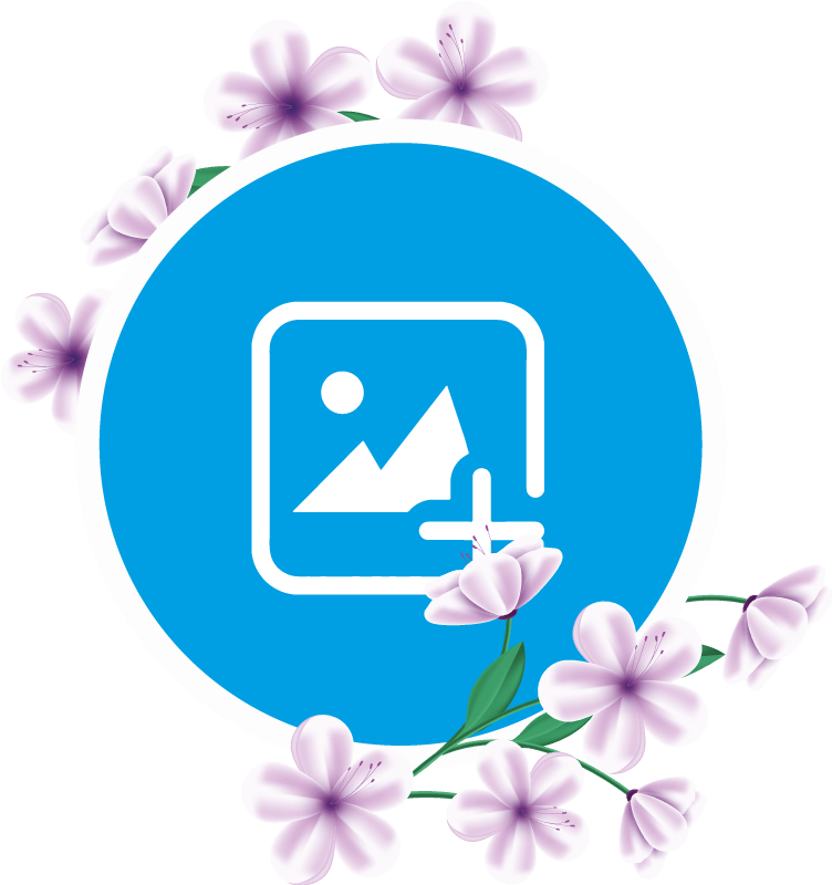 Circle violet photo frame flowers Wall art stickers TenStickers