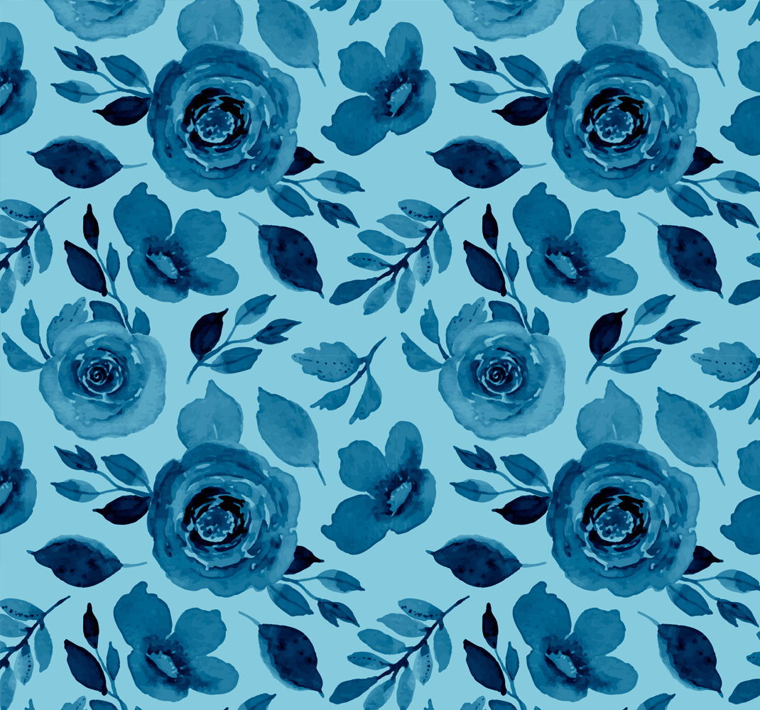 Blue flowers kitchen wallpaper TenStickers