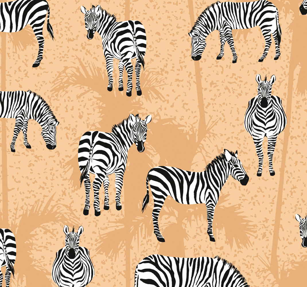 Bathroom wallpaper Zebras safari TenStickers
